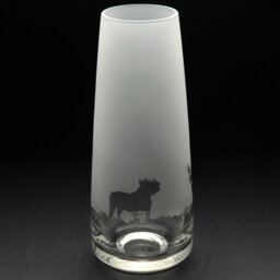 Rackhams French Bulldog Dog Glass Bud Vase - Hand Etched/Engraved Gift - thumbnail 3