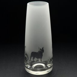 Rackhams French Bulldog Dog Glass Bud Vase - Hand Etched/Engraved Gift