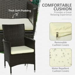 Rackhams 2 Pieces Outdoor PE Rattan Dining Chairs Set with Cushion, Garden Armchair with Armrests, High Backrest, Metal Frame Patio Wicker Furniture, Coffee - thumbnail 5