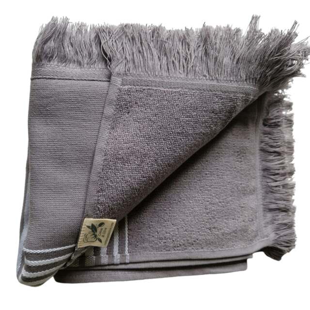 Rackhams Ghalia Cotton Bath Towel, Double-Faced - Smoke with White Stripes - image 1