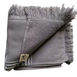 Rackhams Ghalia Cotton Bath Towel, Double-Faced - Smoke with White Stripes - thumbnail 1