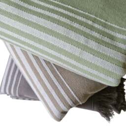 Rackhams Ghalia Cotton Bath Towel, Double-Faced - Smoke with White Stripes - thumbnail 2