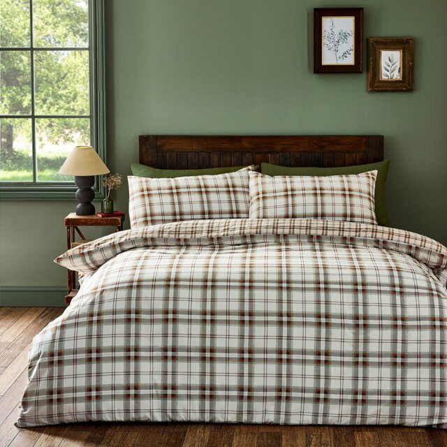 Rackhams Kelso Check Reversible Duvet Cover Set Burnt Orange - King - Burnt Orange - image 1