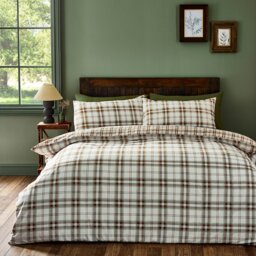 Rackhams Kelso Check Reversible Duvet Cover Set Burnt Orange - King - Burnt Orange - thumbnail 1
