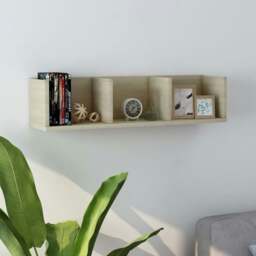 Rackhams CD Wall Shelf Sonoma Oak 75x18x18 cm Engineered Wood - thumbnail 1