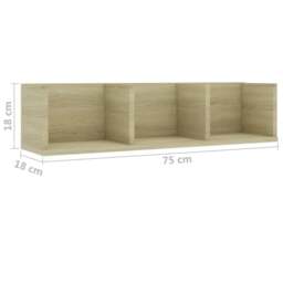 Rackhams CD Wall Shelf Sonoma Oak 75x18x18 cm Engineered Wood - thumbnail 6