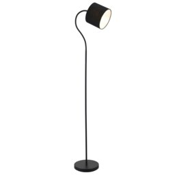 Rackhams Traditional Matte Black Floor Lamp with Adjustable Cotton Fabric Shade - thumbnail 2