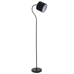 Rackhams Traditional Matte Black Floor Lamp with Adjustable Cotton Fabric Shade - thumbnail 1