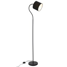Rackhams Traditional Matte Black Floor Lamp with Adjustable Cotton Fabric Shade - thumbnail 4