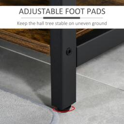 Rackhams Coat Rack Stand, Free Standing Hall Tree, Coat Stand with Hooks, Bench and Shoe Rack, 100cm x 38.5cm x 185.5cm, Industrial Style - thumbnail 6