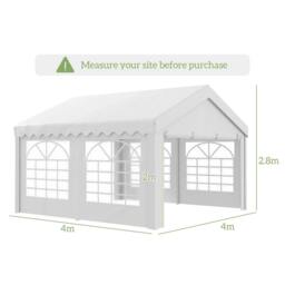 Rackhams 4m x 4m Marquee Party Tent, Heavy Duty Wedding Canopy with Sidewalls, Doors, Windows, Galvanised Garden Gazebo for Parties Events, White - thumbnail 3