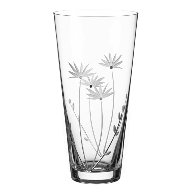 Rackhams Bloom Conical Vase Adorned with Crystals by Swarovski® - 25cm - Made From Premium Lead Free Crystal Glass