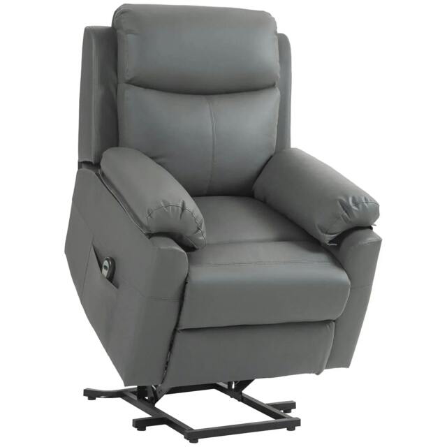 Rackhams Faux Leather 70° Electric Riser Recliner Chair, Charcoal Grey