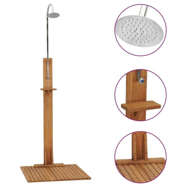 Rackhams Garden Shower 75x75x210 cm Solid Teak Wood