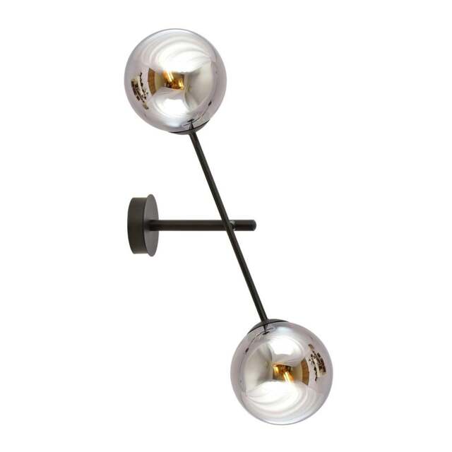 Rackhams LINEAR Wall lamp 2 x E14 Black with Graphite Shade - image 1