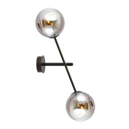 Rackhams LINEAR Wall lamp 2 x E14 Black with Graphite Shade - thumbnail 1