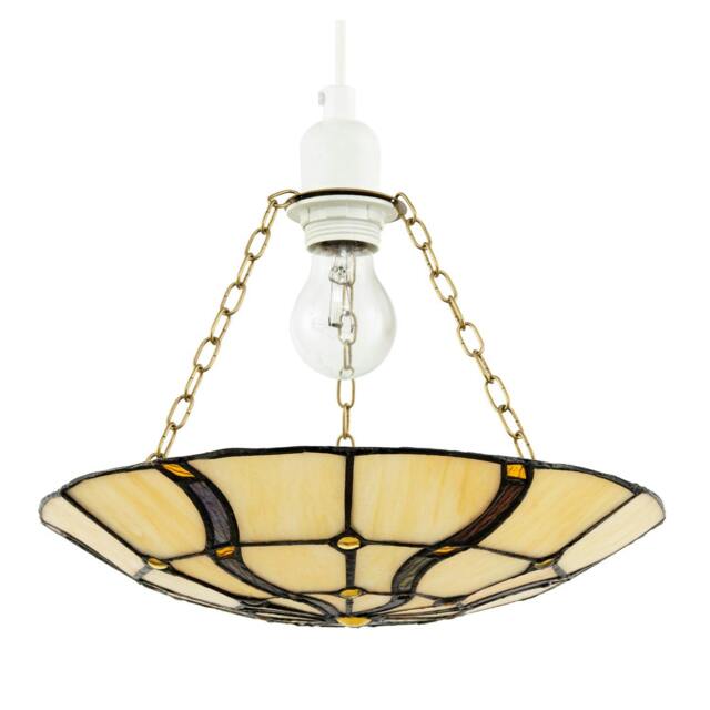 Rackhams Amber Toned Circular Tiffany Stained Glass Pendant Ceiling Light Shade - image 1
