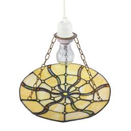 Rackhams Amber Toned Circular Tiffany Stained Glass Pendant Ceiling Light Shade - thumbnail 3