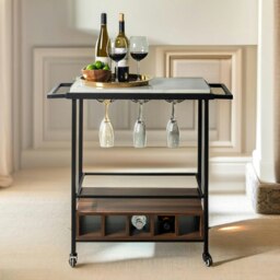 Rackhams Rolling Kitchen Trolley With Wheels Rustic Brown - thumbnail 4