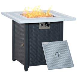 Rackhams Outdoor Propane Gas Fire Pit Table w/ Lid and Lava Rocks, Black - Dark Grey - Steel - 71cm x 71cm x 62cm - thumbnail 2