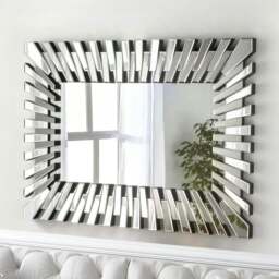 Rackhams Modern Multi-Facet Glass Frame Zip Wall Mirror 120cm x 80cm - Clear