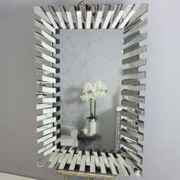 Rackhams Modern Multi-Facet Glass Frame Zip Wall Mirror 120cm x 80cm - Clear - thumbnail 2