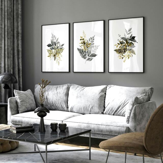 Rackhams Framed pictures living room - set of 3 wall art - 20 x 30 in / 50 x 76 cm - Satin Photo paper 280 gsm - Oak Frame - image 1