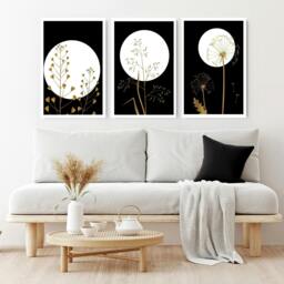 Rackhams Black wall art for living room - set of 3 wall art prints - A4 8.27 x 11.69 in / 21 x 29.7 cm - Satin Photo paper 280 gsm - Unframed - thumbnail 3