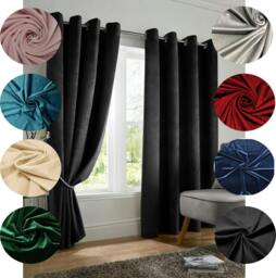 Rackhams Velvet Ring Top Blackout Curtains - Green - 168cm width x 137cm drop - thumbnail 5