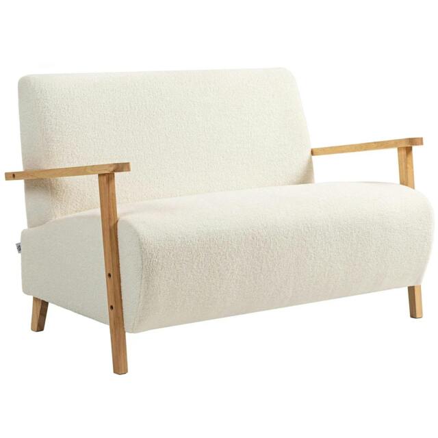 Rackhams Small Sherpa Fabric 2 Seater Sofa Settee - Cream White