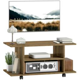 Rackhams Modern TV Cabinet Stand Storage Shelves Table Mobile Walnut - Natural wood effect - 1 - Walnut - thumbnail 2