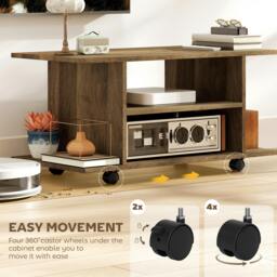 Rackhams Modern TV Cabinet Stand Storage Shelves Table Mobile Walnut - Natural wood effect - 1 - Walnut - thumbnail 5