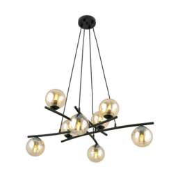 Rackhams ESSA Pendant lamp 8 x E14 Black with Amber Shade