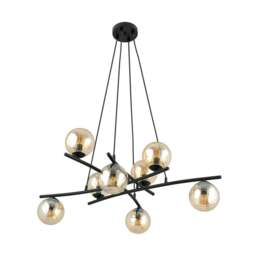 Rackhams ESSA Pendant lamp 8 x E14 Black with Amber Shade - thumbnail 3