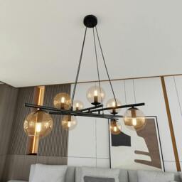 Rackhams ESSA Pendant lamp 8 x E14 Black with Amber Shade - thumbnail 5