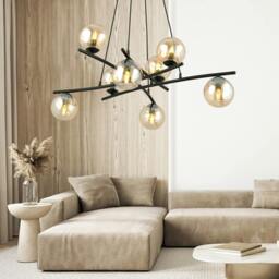 Rackhams ESSA Pendant lamp 8 x E14 Black with Amber Shade - thumbnail 2