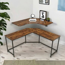 Rackhams Industrial Rustic L-Shaped Corner Computer Desk Brown - thumbnail 4