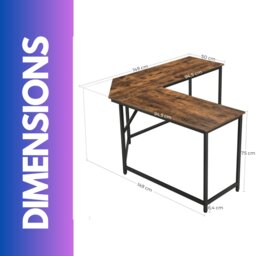 Rackhams Industrial Rustic L-Shaped Corner Computer Desk Brown - thumbnail 6