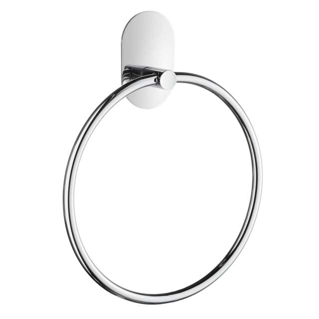 Rackhams Chromed Stainless Steel (W)16.8cm Bathroom Towel Ring Self Adhesive Wall Mounted