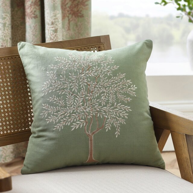 Rackhams Woodland Trees Embroidered Cushion Green - Green - 45 x 45 cm - image 1