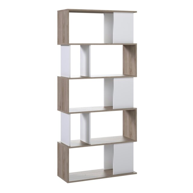 Rackhams Maze Open Bookcase 4 Shelves in Jackson Hickory Oak and White - Jackson Hickory Oak and White - Wood - 1 - image 1