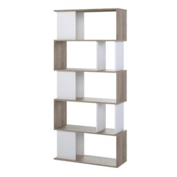 Rackhams Maze Open Bookcase 4 Shelves in Jackson Hickory Oak and White - Jackson Hickory Oak and White - Wood - 1 - thumbnail 4