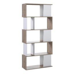 Rackhams Maze Open Bookcase 4 Shelves in Jackson Hickory Oak and White - Jackson Hickory Oak and White - Wood - 1