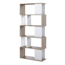 Rackhams Maze Open Bookcase 4 Shelves in Jackson Hickory Oak and White - Jackson Hickory Oak and White - Wood - 1 - thumbnail 3