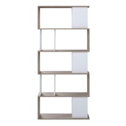 Rackhams Maze Open Bookcase 4 Shelves in Jackson Hickory Oak and White - Jackson Hickory Oak and White - Wood - 1 - thumbnail 2