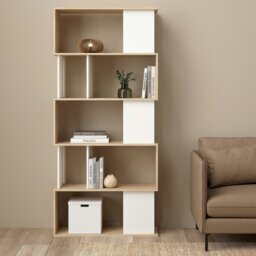 Rackhams Maze Open Bookcase 4 Shelves in Jackson Hickory Oak and White - Jackson Hickory Oak and White - Wood - 1 - thumbnail 5
