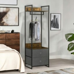 Rackhams Industrial Hall Tree Coat Rack With 2 Fabric Drawers Brown - thumbnail 4