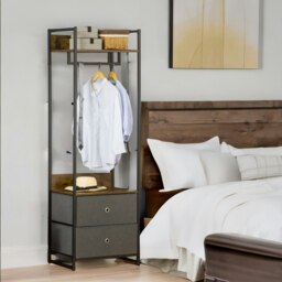 Rackhams Industrial Hall Tree Coat Rack With 2 Fabric Drawers Brown - thumbnail 5