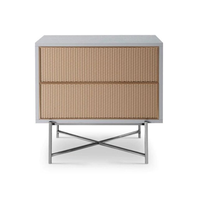 Rackhams Adriana Bedside Chests - White Wood - Natural Rattan (Synthetic) - Dark Chrome - image 1