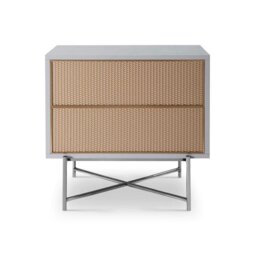 Rackhams Adriana Bedside Chests - White Wood - Natural Rattan (Synthetic) - Dark Chrome
